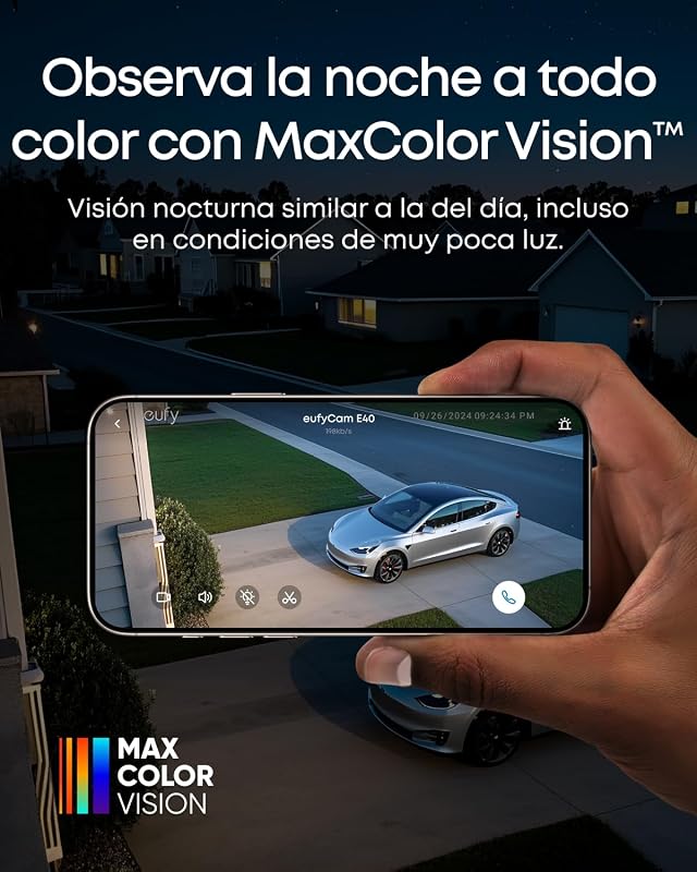 Câmara EufyCam E40 adicional, câmara solar sem fios para exteriores, resolução 2K com painel solar incorporado, MaxColor Night Vision, reconhecimento facial por IA