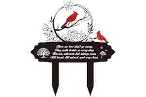 Rngmsi Cardinal Grave Decorations for Cemetery - Grave Markers for Humans Metal Memorial Plaques for Loss of Mother Father Outdoors Garden Sympathy Stakes Decor
