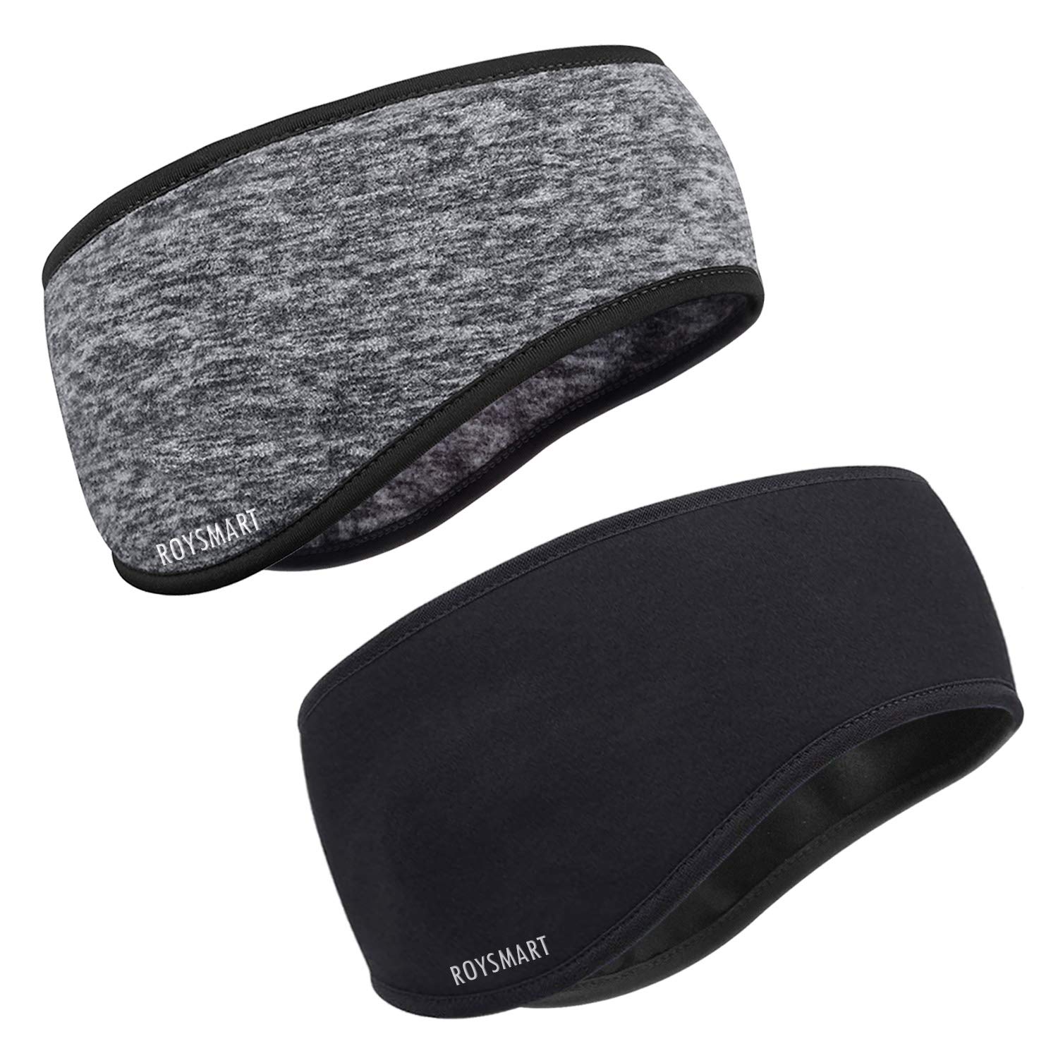 Roysmart Winter Ear Warmers, Stretchy Yoga Headband, Thermal Ear Muffs, Ski Headband, Moisture Wicking for Women & Men (Black)