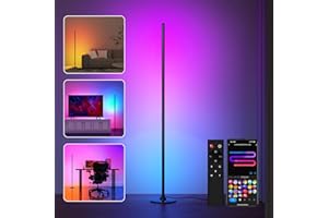 Lanmonlily LED Floor Lamp, Corner Lamp Compatible with Alexa, Smart Modern Floor Lamp with Music Sync 16 Million Colors & 68+ Scene RGBICW Floor Lamp for Bedroom Living Room and Gaming Rooms