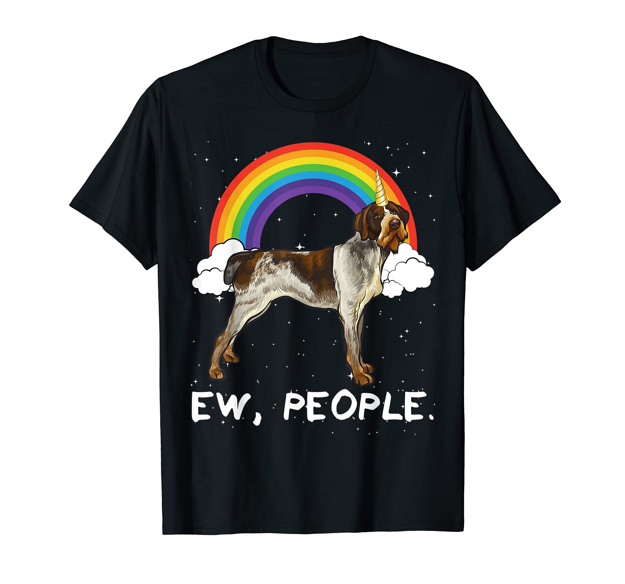 Rainbow German Wirehaired Pointer Ew People Unicorn Dog T-Shirt