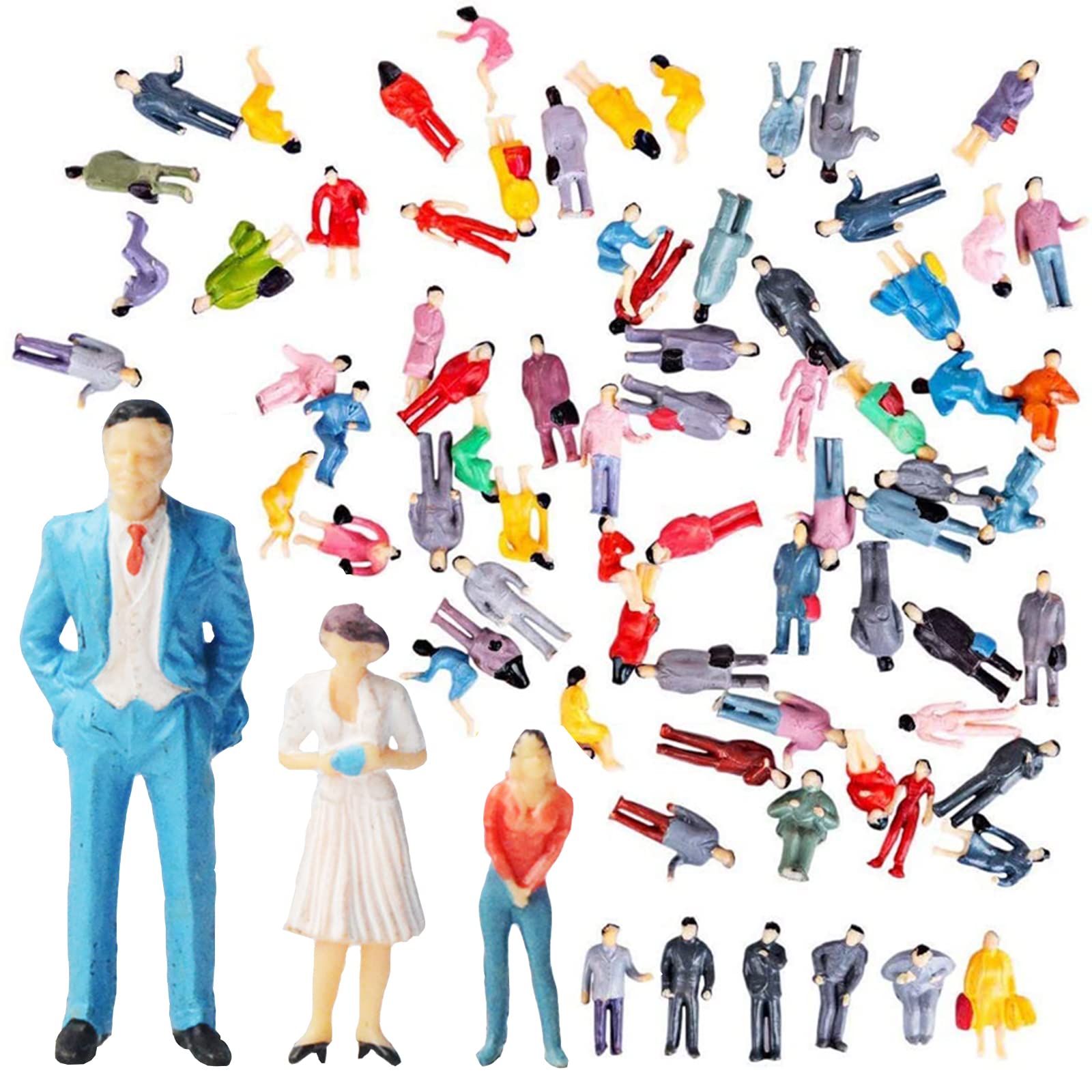XSHAO Pack of 150 H0 Figures, Simulation Painted Miniature Figures People for Miniature Scenes Train Sand Table Model Railway and Photo Galleries (3 Scale 1:75, 1:100, 1:150)