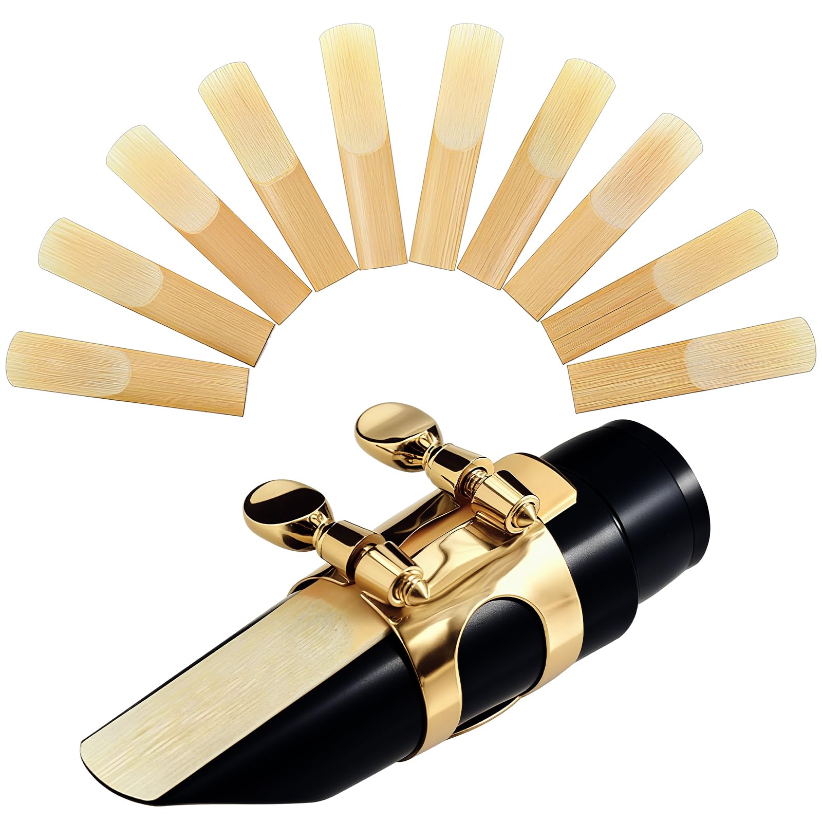 Photo 1 of 10 PCS Bb Clarinet Reeds, 2.5 Strength Traditional Clarinet Reeds for Beginner and Skillful Player, Thinner Bb Reed Tip Replacement Reed with paper case