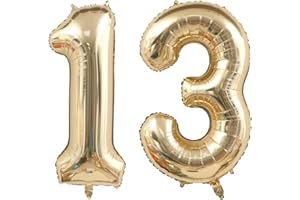 Light Gold Number 13 Balloons 40 Inch White Gold Number Balloon 13rd Birthday Balloon Foil Number Balloons Champagne Gold Bal