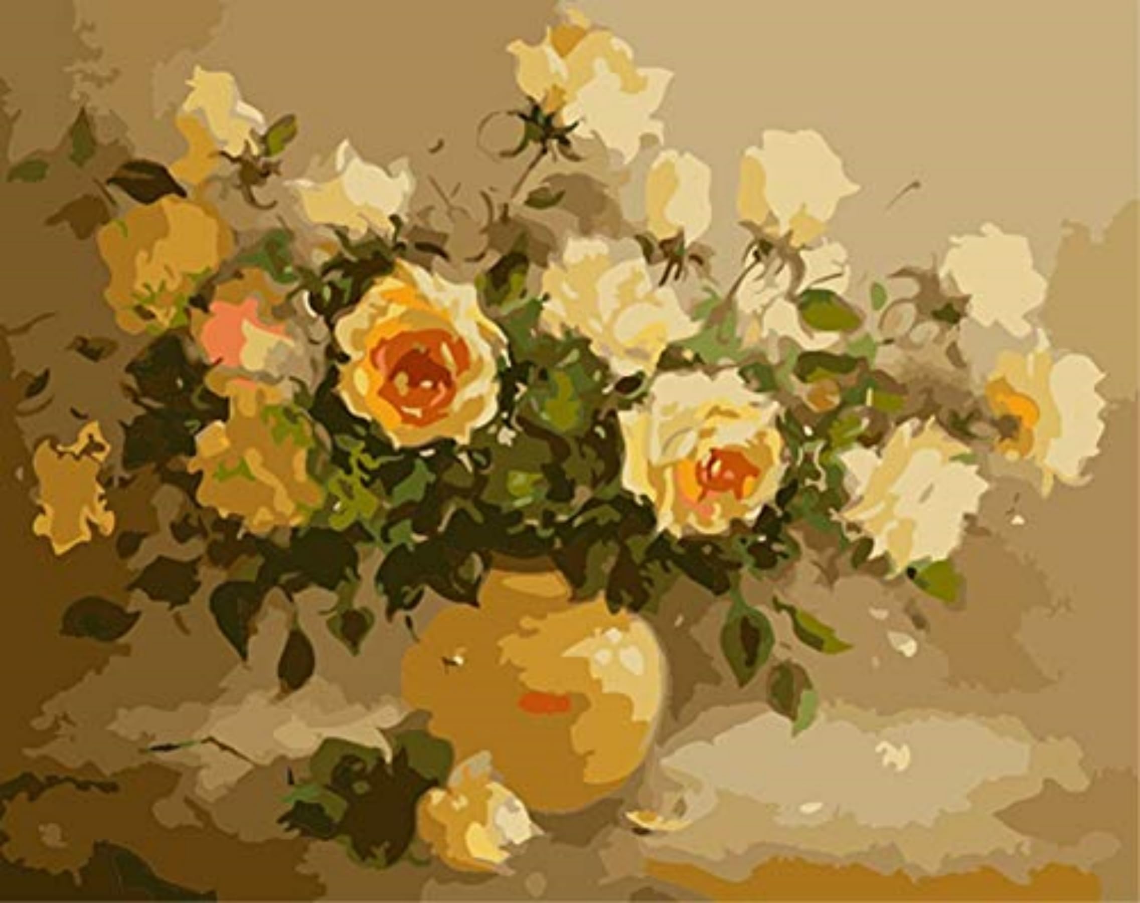 ABEUTY DIY Paint by Numbers for Adults Beginner - Yellow Roses 16x20 inches Number Painting (No Frame)