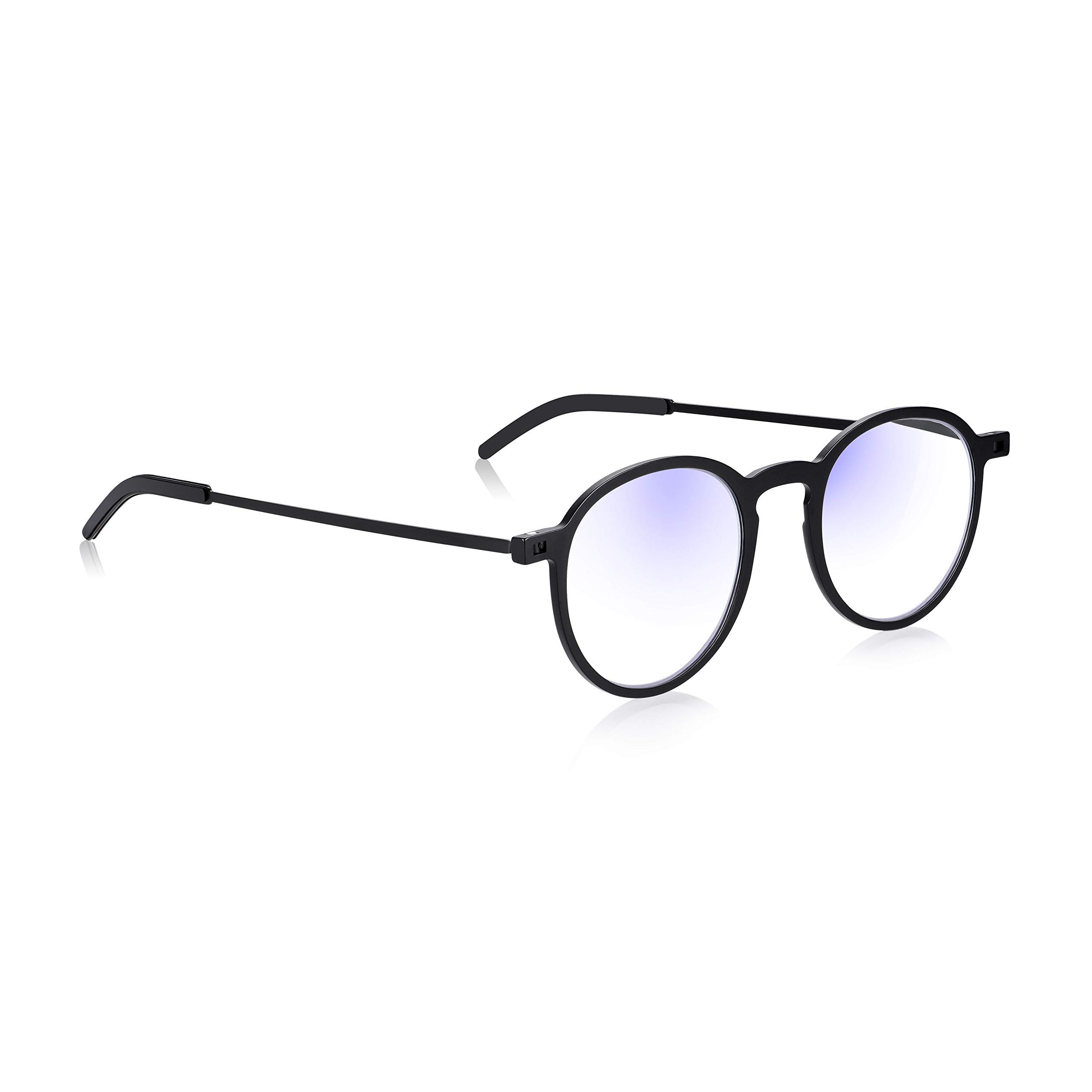 Read Optics Computer Screen Glasses 2.0, Anti-Blue Light Round Glasses for Digital, Screen, TV & Gaming, Flat Folding with Protective Case