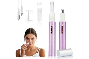 Mendaping Nose and Ear Hair Trimmer for Women Men,2 in 1 Painless Eyebrow Hair Trimmer with USB Rechargeable,Portble Waterproof Facial Hair Removal with Dual-Edge Blades for Smoother Cutting (Purple)