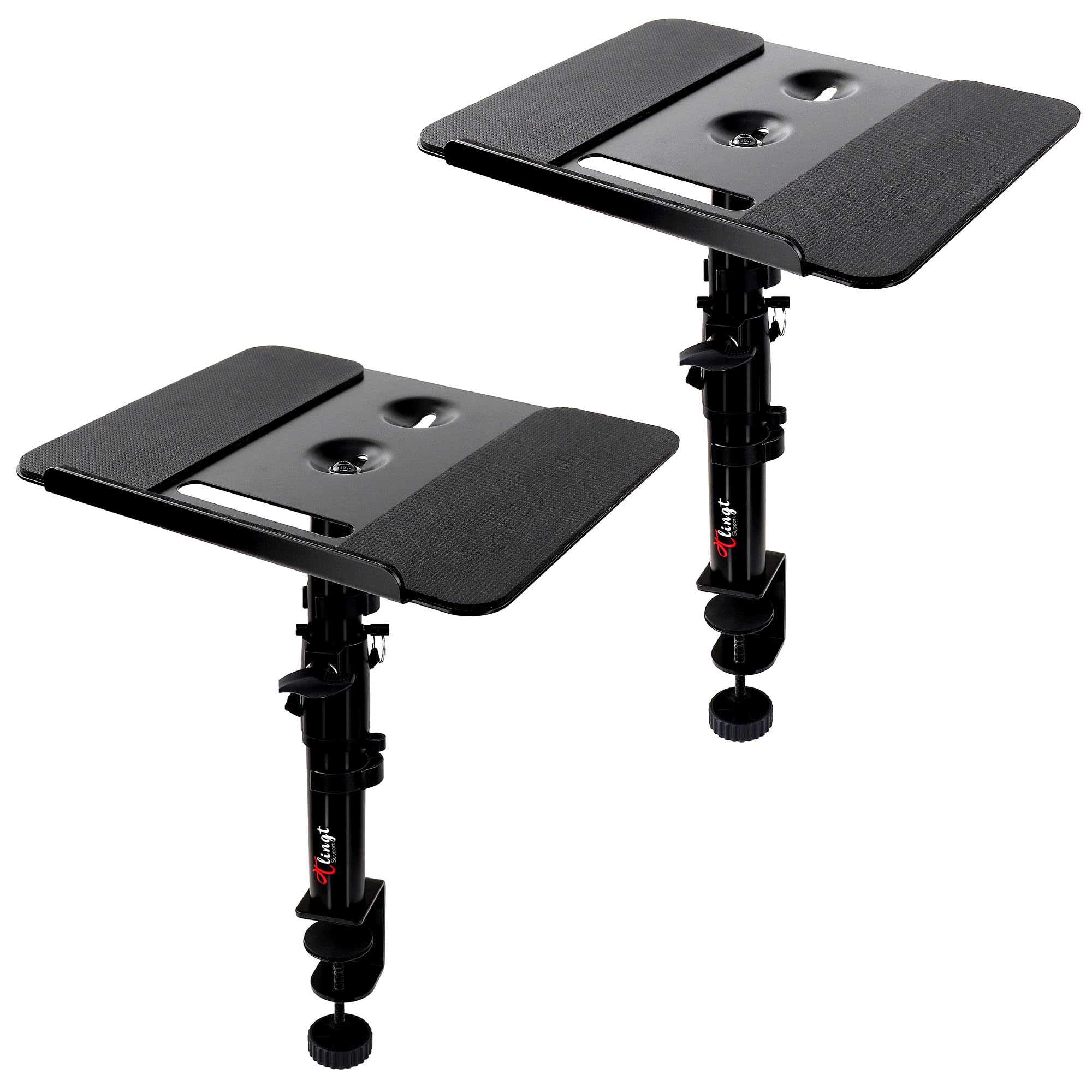 Tlingt Support Deluxe Studio Monitor Stands, Desk Speaker Stand (2-Pack)- Heavy Duty 30x23cm Metal Tray, -10° to +10° Tilt Angle - Perfect for Studio Monitors, Bookshelf Speakers & Laptops - Black