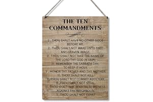QIOUS Inspirational Signs Gift Farmhouse the Ten Commandments Thou Shalt Have No Other Gods Before Me Wooden Hanging Sign Rustic Wall Art Home Office Living Room Decoration 10 x 8 Inches…