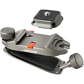 YUTILLENS Camera Backpack Clip, Arca Quick Release, Dual-Lock CP01-G | CNC Aluminum Camera Holder for DSLR/Mirrorless, Fits Straps up to 75 mm, 66 lb Load, Gray, User Manual Included