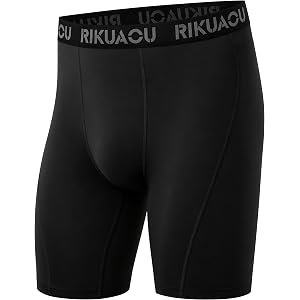 RIKUAOU Men's Compression Shorts, Spandex Athletic Running Tights, Quick Dry Performance Workout Underwear for Cycling