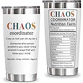 YXOTJHS Chaos Coordinator Tumbler, Chaos Coordinator Gifts for Women Boss Lady Coworker Manager Teacher Assistant Mom-Thank You Gift, Birthday Gifts for Women-20 Oz Stainless Steel Tumbler