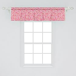 Ambesonne Pink and White Window Valance, Abstract
