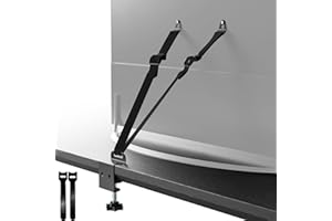 PUTOROGA TV Safety Straps, No-Drill TV Straps Safety for Flat Screen, Anti-Tip Furniture Anchors for Baby Proofing, Earthquake Straps with Metal C-Clamp, VESA Mount, 304 Stainless Steel Screws, Black