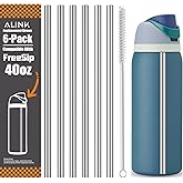 ALINK Stainless Steel Straws for 40oz Owala FreeSip Insulated Water Bottle, 6 Pack Reusable Metal Replacement Straws Compatible With 40oz Owala Freesip Cup Lid Only, Plus Straw Brush, Dishwasher Safe