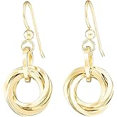 Elegant 14K Yellow Gold-Filled Love Knot Earrings | Stylish Leverback Circle Dangle Earrings for Women | Everyday Minimalist Jewelry Gift Idea for Her