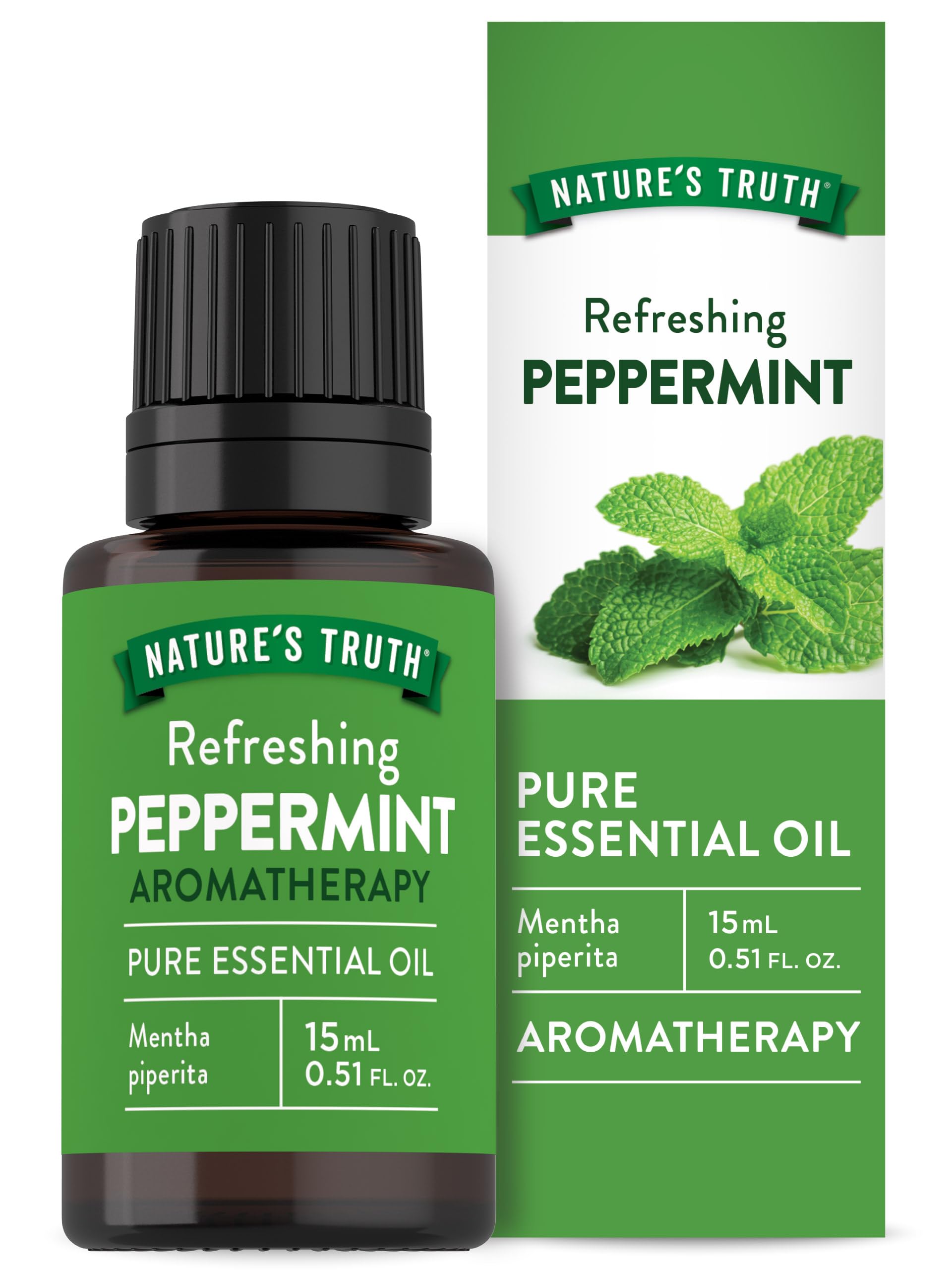 Nature's Truth Peppermint Essential Oil | 15 mL | 100% Pure | Natural & Undiluted | GC/MS Tested | Great for Diffusers