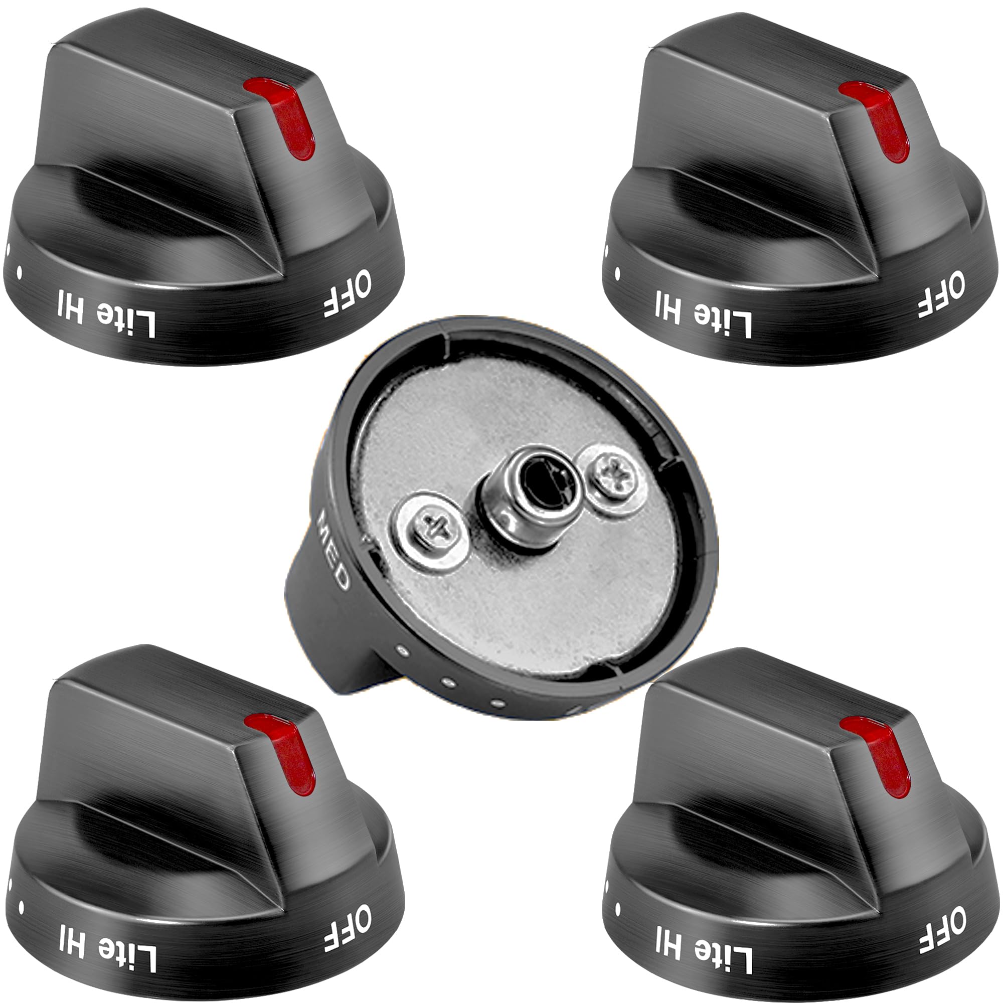 Photo 1 of TOMOON DG64-00473B Gas Stove Knobs for Sam-Sung Black Stainless Steel Gas Range Knobs Replacement-Fits NX58H5600SS NX58M6850SG NX58J5600SG NX58J7750SG-5 Pack