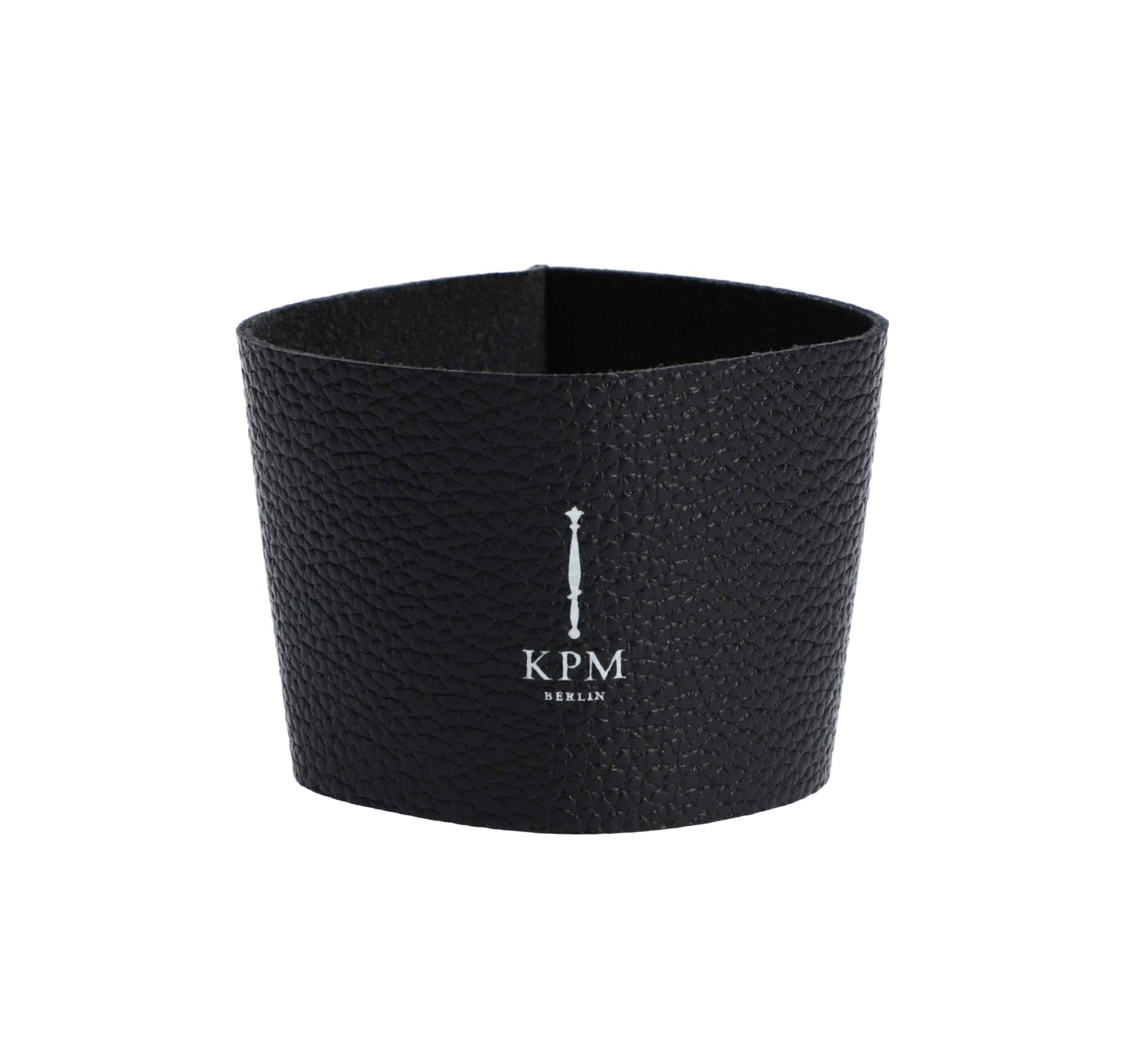 KPM Berlin Kurland Leather Cuff for To-Go Mugs, Coffee Mugs, Porcelain, Black with White Logo