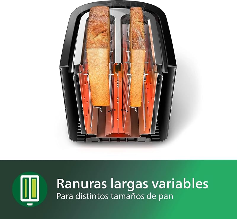 Tostadora de pan 2 Ranuras, 8 Ajustes, Calientabollos, Negro — foto 7 de 7