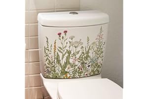 WAIGN Multicolor Plant Leaves Flowers Toilet Seat Lid Stickers Green Leaf Floral Toilet Lid Decals DIY Removable Waterproof Toilet Sticker Self-Adhesive Bathroom Wall Stickers for Bathroom Cistern Decor