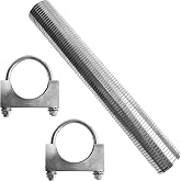 TORDXICS 2.25" [2 1/4"] ID x 16.5" Length Universal T304 stainless steel Exhaust Flex Pipe with 2x Metal Steel U Bolt Clamps