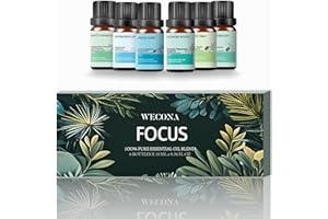 Focus Essential Oils Set – 6x10ml Aromatherapy Oil Blends for Diffusers, Breathe Easy, Fresh Start, Minty Awakening – Essenti