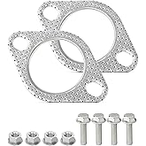 SCUARI 2PCS Exhaust Gasket,Car Accessories Exhaust Flange Gasket,Muffler Gasket,Catalytic Converter Gasket,Exhaust Flange Repair Kit with Bolt &amp; Nut,Fit for Car,Truck,Replace #120-06310-0002 (2inch)
