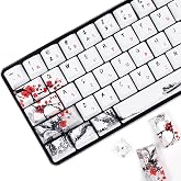 MOLGRIA Keycaps 71 Set for Gaming Mechanical Keyboard, Custom PBT OEM Profile Key caps Japanese Font with Keycap Puller for Cherry MX 71/61 60 Percent Keyboard(Plum Blossom)