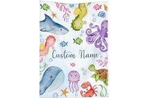 Personalized Baby Blanket for Boys Girls Sea Custom Baby Blanket with Name for Newborn Toddler Kids Unique Gifts for New Mom 