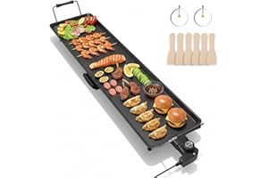 I-Keukenn 39.5-Inch Electric Griddle & Teppanyaki Grill, 1400W Large Non-Stick Surface, Intelligent Temperature Control, Easy to Clean. Indoor/Outdoor Use for Pancakes, BBQ, Camping & Gatherings