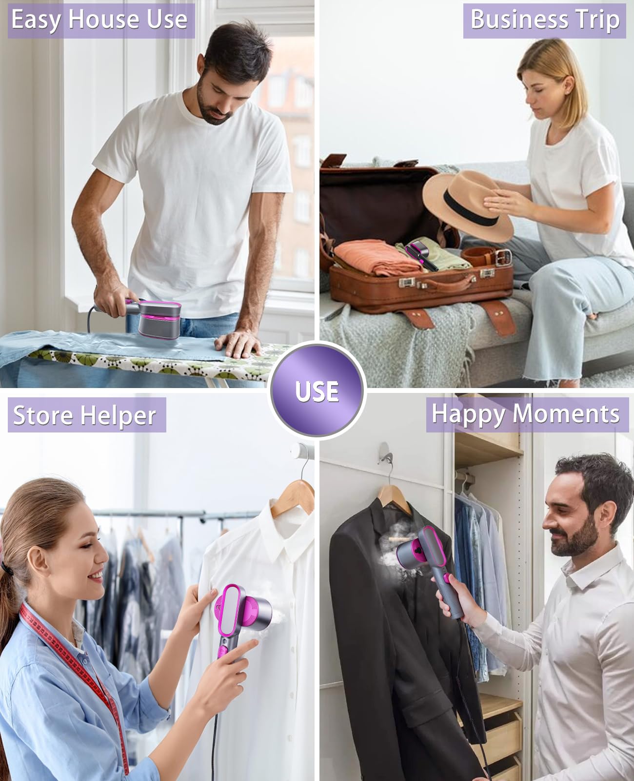 Upgraded Portable Steamer for Clothes, 110V 2 In 1 Clothes Steamer, 9s Heat Up Travel Size Portable Garment Steamer Iron, Large handheld for Global Traveling