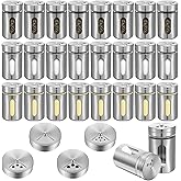 24 Pcs Stainless Steel Spice Jars with Shaker Lids, Seasoning Jars with Adjustable Pour Holes and Glass Window, Empty Spice Bottles for Kitchen Salt Pepper Sugar Seasonings (3.4oz)