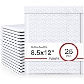 Fuxury Bubble Mailer, 8.5x12 Inch 25 Pack Self-Seal Adhesive Padded Envelopes Usable Size 8.5x11 Inch, Water Resistant Bubble Envelopes for Mailing,Packaging,Small Business,Shipping, White #2