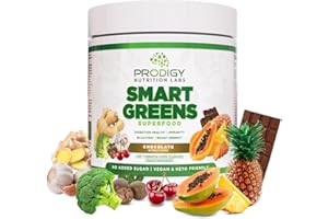 PRODIGY NUTRITION LABS Prodigy Smart Greens - Super Greens Powder Smoothie & Drink Mix - Probiotics for Digestive Health & Bloating Relief, Proteins, Veggies, and Fruits with Chlorella for Gut Health