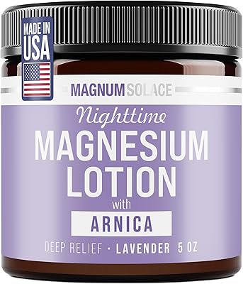 Magnum Solace Nighttime Magnesium Lotion with Arnica – Soothing Relief & Relaxation, Highly Concentrated Magnesium for Muscles & Joints – Apply to Legs or Feet Before Bed – Skin-Friendly