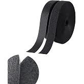 1 in x 20 ft Sew On Hook and Loop Strips for Fabric (Black) | Easy to Sew , Non-Adhesive Hook &amp; Loop Roll for Clothes Sewing Crafts DIY Projects