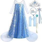 Luzlen Snow Princess Dress for Girls Toddler Queen Costume Halloween Christmas Cosplay Birthday Party Outfits Kids
