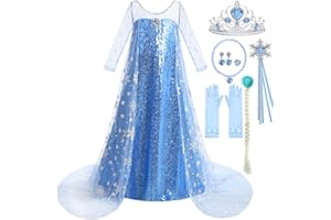 Luzlen Princess Elsa Dress for Girls Queen Halloween Christmas Cosplay Costume