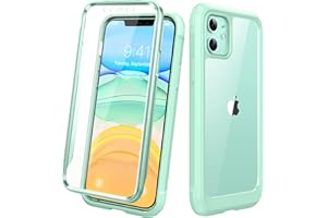 Diaclara Compatible with iPhone 11 Case, Full Body Rugged Case with Built-in Touch Sensitive Anti-Scratch Screen Protector, Soft TPU Bumper Case Clear Compatible with iPhone 11 6.1" (Pistachio Green)