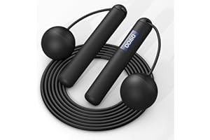 Smart Jump Rope with Counter - ACHDOFITS Tangle-Free Jump Rope and Cordless Balls for Fitness and Workout, Adjustable Steel Skipping Rope for Women, Men, and Kids Black