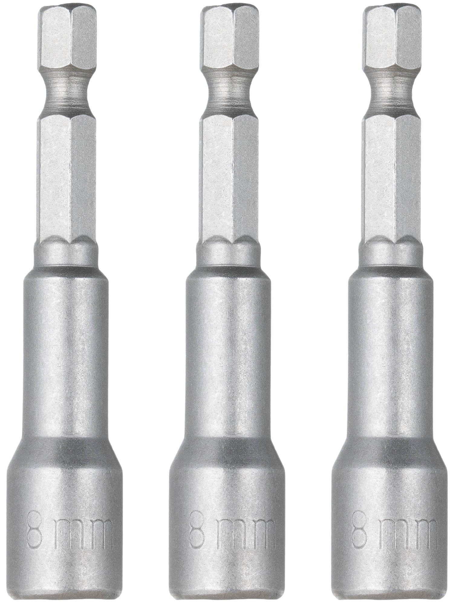 YoiYee 8mm Hex Nut Driver Set with Magnetic Quick-Change Shank, Chrome Vanadium Steel, 65mm Length - Sandblasted Finish, 3 Pieces