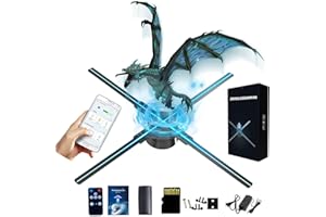 3D Hologram Fan, 52cm 3D Hologram Projector HD LED 2000*1444PX ResolutionAdvertising Display with Remote and Bluetooth and WiFi,700 Video Library and for Business,Bar,Halloween Missyou 20.5 Inch