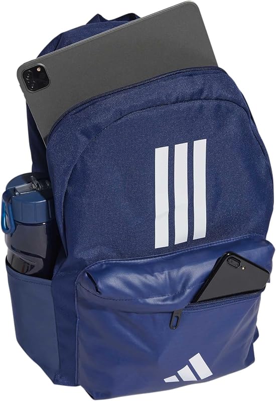 Unisex - Adulto Classic Three Stripes Back To School Backpack, Dark Blue / White, One Size — foto 5 di 8