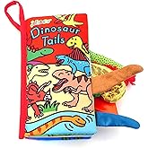 Zocita Baby Soft Animal Tails Activity Cloth Book with Crinkle Fabric, Dinosaur Tails