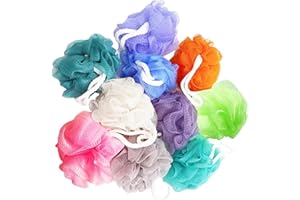 MEIRRNYYU 10 Pack of Bath Loofah Shower,Small Size Sponge Pouf Body Scrubber Exfoliator Scrubber Ball,Mesh Bath and Shower Sponge for Kids Women Men Body Wash Bathroom