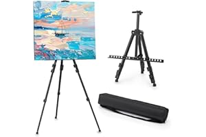 EWOID 1PCS Art Painting Easel Stand, Adjustable Metal Large Easel for Painting, Canvas Heights from 17 to 66 Inch, Standing Easel for Painting, Wedding Sign, Tabletop or Floor, Black