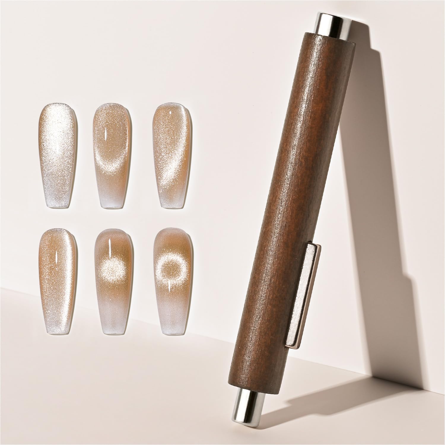 Photo 1 of GAOY 3-in-1 Cat Eye Magnet for Nails, Cigar Shape Nail Magnet, Multi-Function Nail Magnets for Nail Art DIY at Home, Brown
