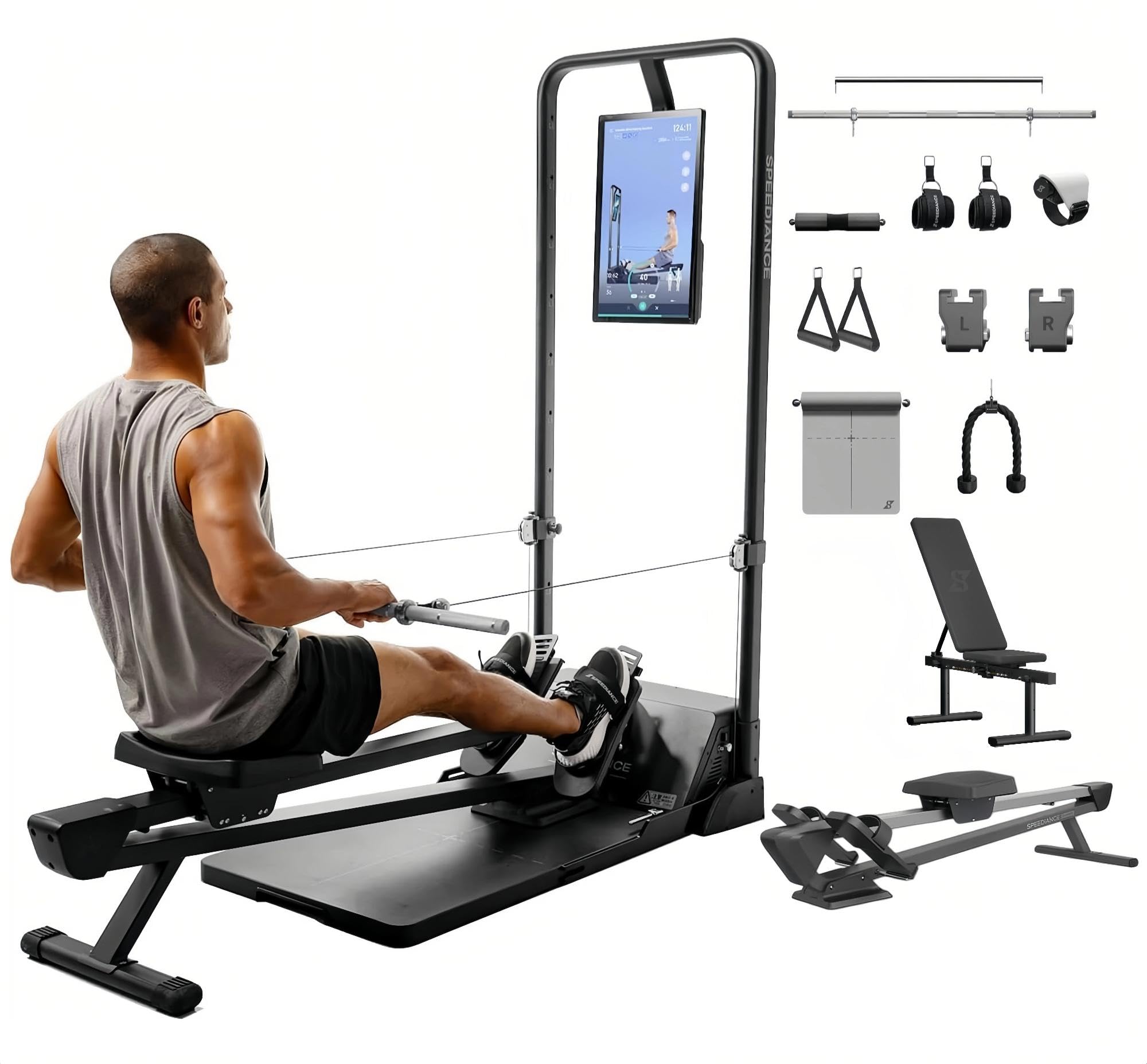 Speediance Gym Monster Smart Home Gym, máquina de entrenamiento de fuerza multifuncional, estación de entrenamiento Smith Machine Power Cage, máquina de cable para sentadillas, equipo de fitness de cuerpo completo para entrenamiento en casa