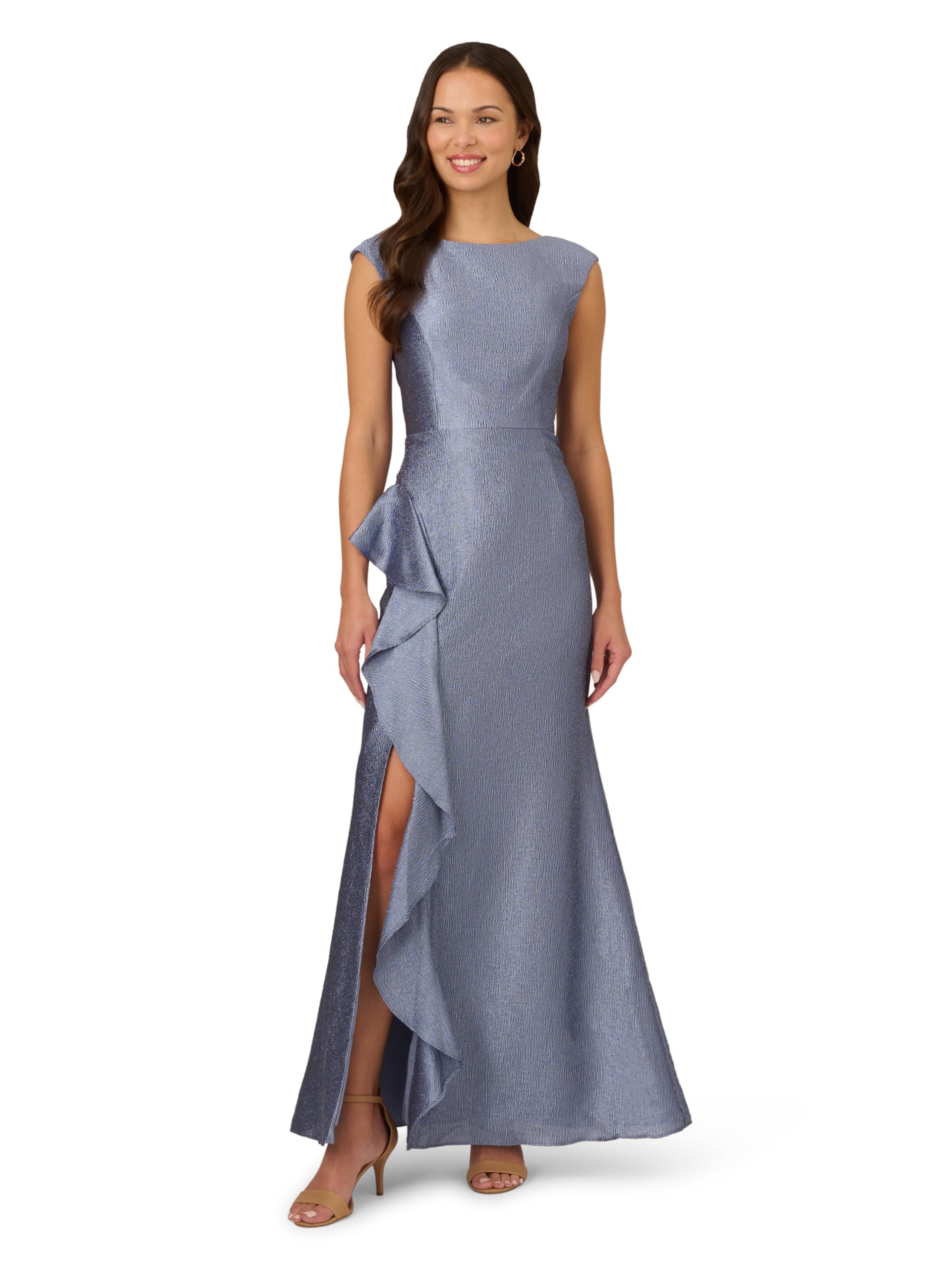 Photo 1 of Adrianna Papell Women's Shimmer Jacquard Mermaid Gown, Spring Blue, 4